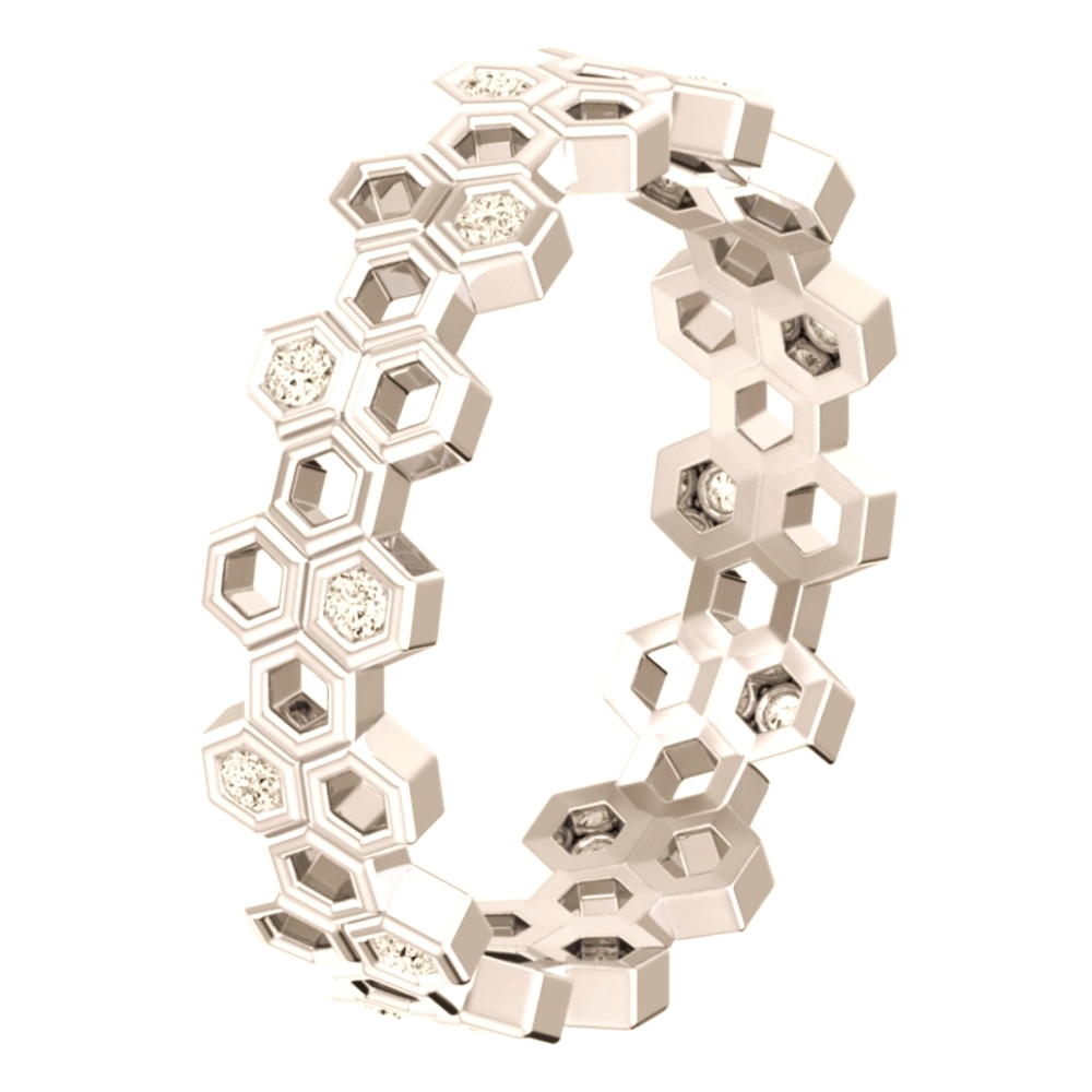 (6)🆕️🚨Host Pick🚨Goldtone Engagement Honeycomb With Rhinestones Band⚘️🚨
